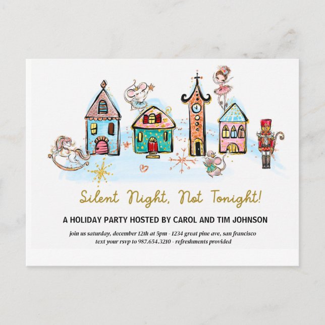 Silent night - christmas party pajama  invitation (Front)