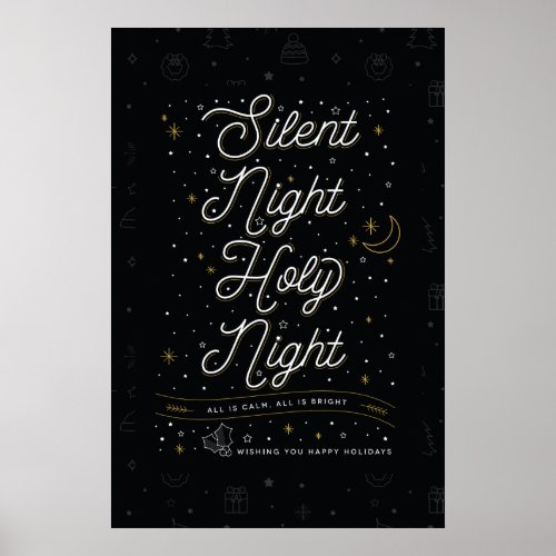 Silent Night Christmas Poster 24x36  Black