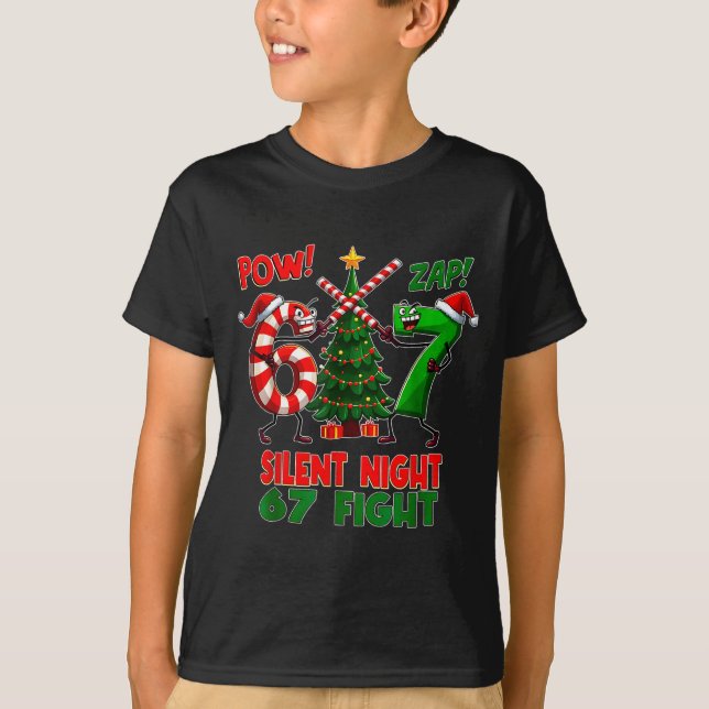 Silent Night Christmas Tree 67 Pajamas Funny Six S T-Shirt (Front)