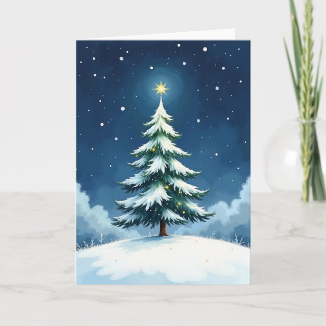 Silent Night Christmas Tree Card (Front)