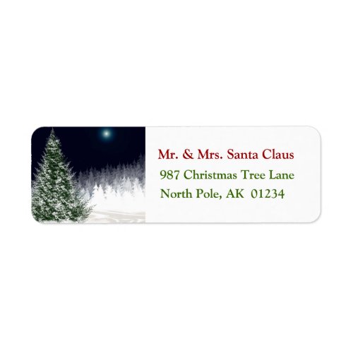 Silent Night Christmas Tree Xmas Holiday Label
