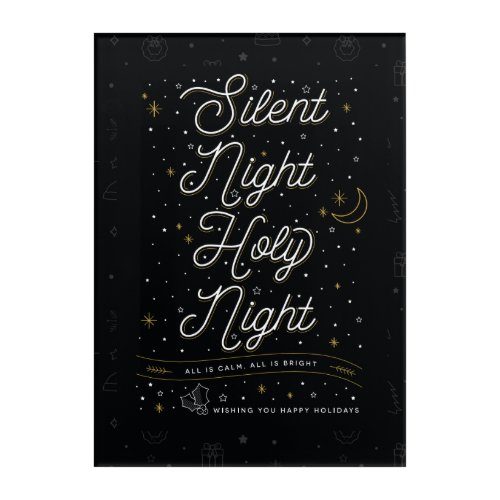 Silent Night Christmas Wall Art 10x14  Black