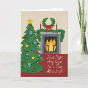 Silent Night Christmas Watercolor Card