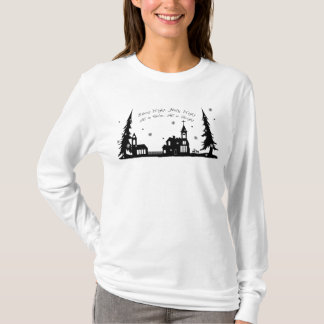 Silent Night Church in Snow Off-Shoulder Top