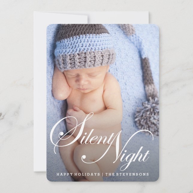 SILENT NIGHT | ELEGANT Holiday Photo Card (Front)