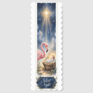 Silent Night Flamingo Nativity Bookmark