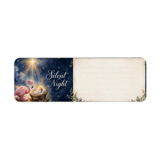 Silent Night Flamingo Nativity Return Address Label