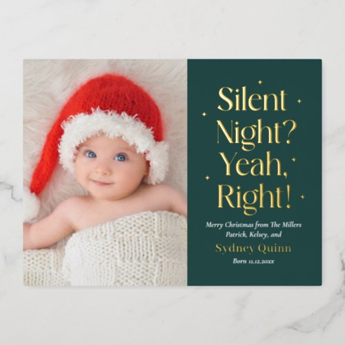 Silent Night Foil New Baby Christmas Postcard