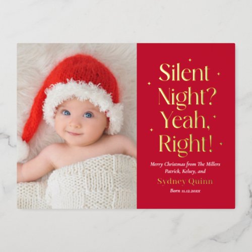 Silent Night Foil New Baby Christmas Postcard