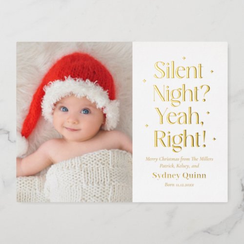 Silent Night Foil New Baby Christmas Postcard