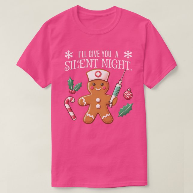 Silent Night Funny Christmas Nurse Anesthetist T-Shirt (Design Front)
