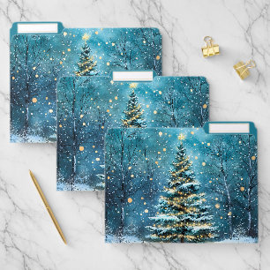 Silent Night Glow Bright Christmas Forest Tree File Folder