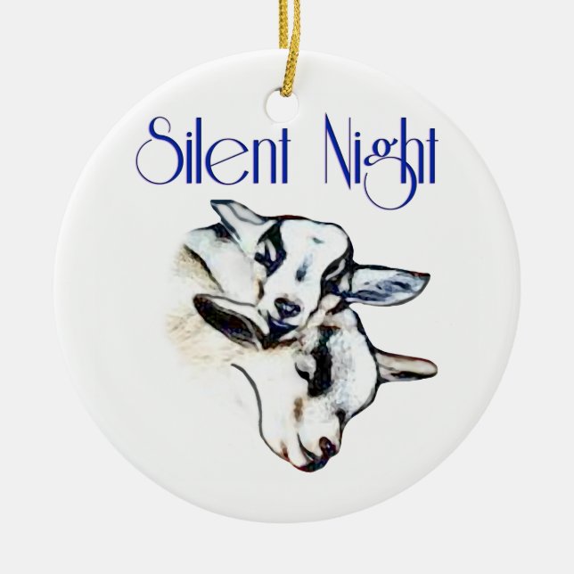 Silent Night Goat Christmas Ornament (Front)