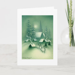 Silent Night Green Christmas Holiday Card