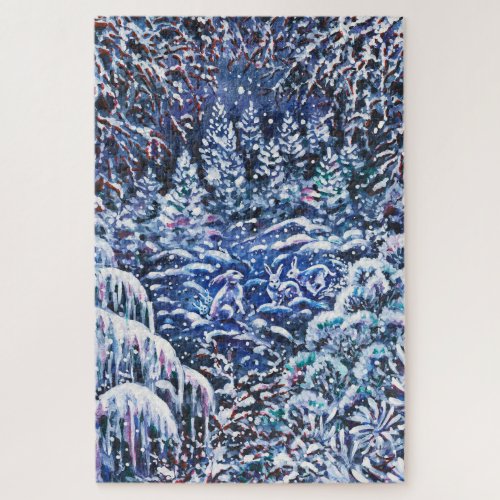 Silent Night Hand_painted Watercolor Winter Forest Jigsaw Puzzle