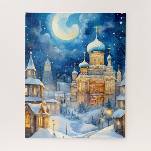 Silent Night Haven Church in Winter Landscape Jigsaw Puzzle