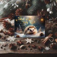 Silent Night Hedgehog Winter Wonderland Christian  Holiday Card at Zazzle