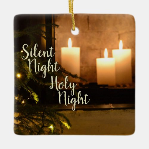 Silent Night Holy Night Beloved Christmas Carol Ceramic Ornament