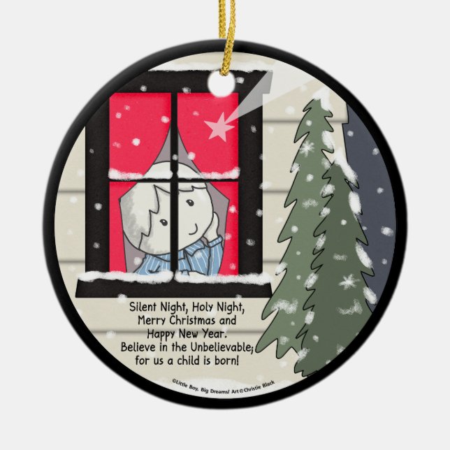 Silent Night, Holy Night Ceramic Ornament (Front)