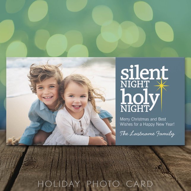 Silent Night, Holy Night Christian Christmas Holiday Card (Classic Holiday Photo Card)