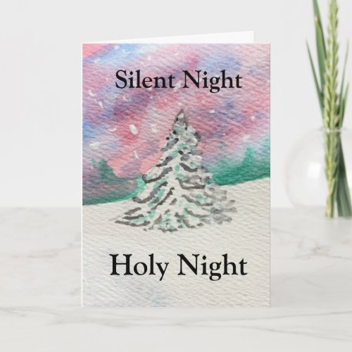 Silent Night Holy Night Christmas Tree Card