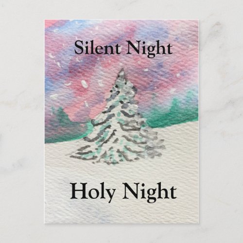 Silent Night Holy Night Christmas Tree Postcard