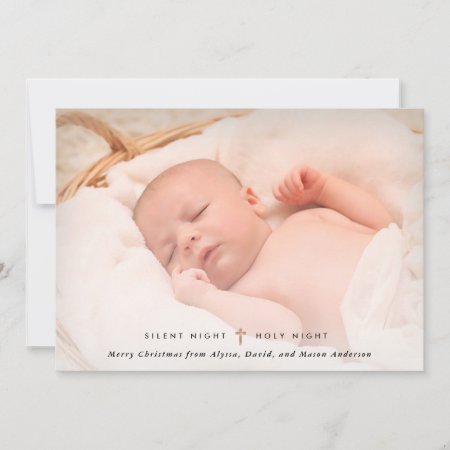 Silent Night, Holy Night | Cross And Photo Holiday Card