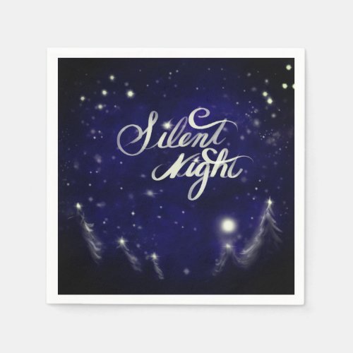 Silent night holy night _ Glistening snow scene Napkins