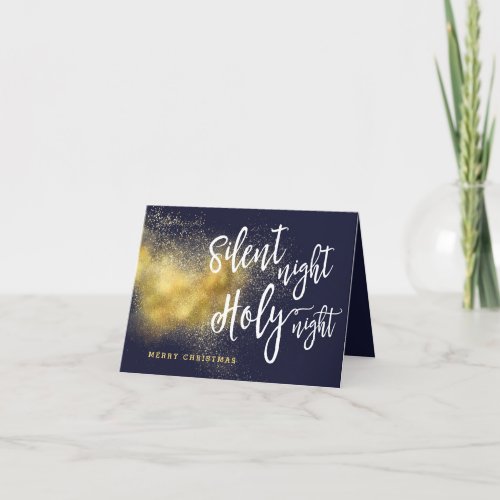 Silent Night Holy Night Gold Black Holiday Card