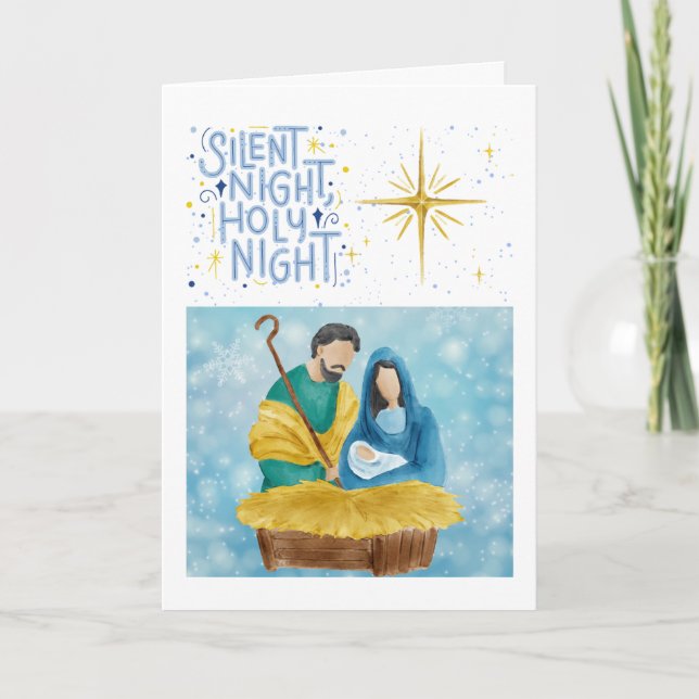 Silent Night, Holy Night - Greetings - Christmas  Holiday Card (Front)