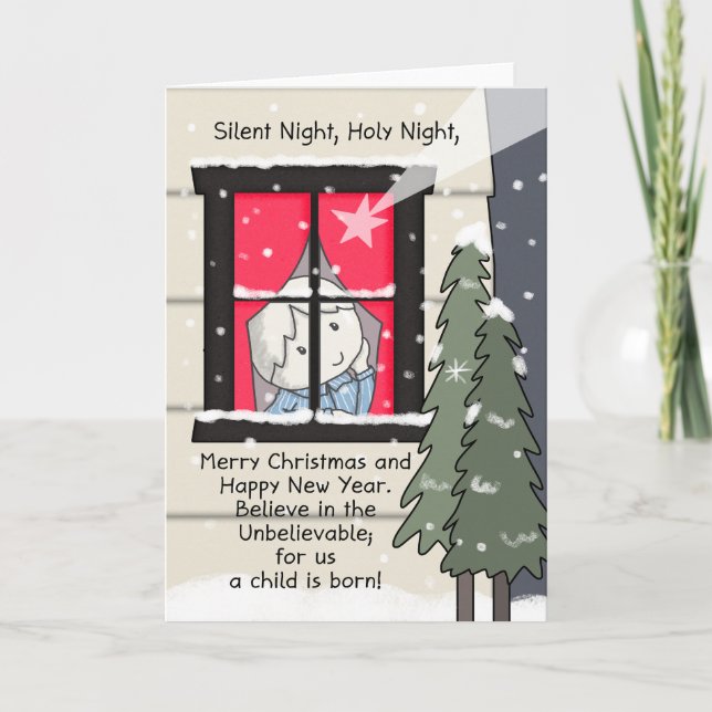 Silent Night, Holy Night Letterpress Thank You Card (Front)