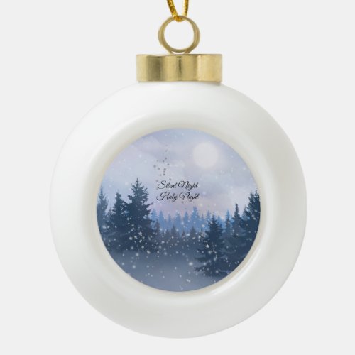 Silent Night Holy Night Magic Winter Illustration  Ceramic Ball Christmas Ornament