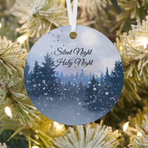 Silent Night Holy Night Magic Winter Illustration Metal Ornament