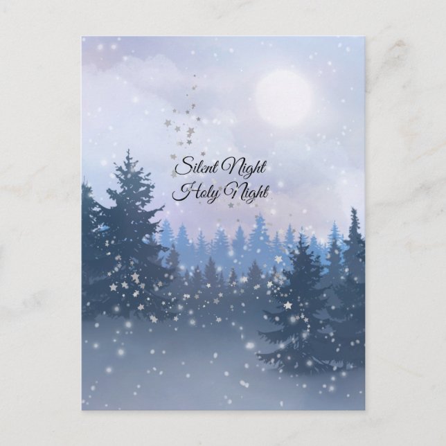 Silent Night Holy Night Magic Winter Illustration  Postcard (Front)