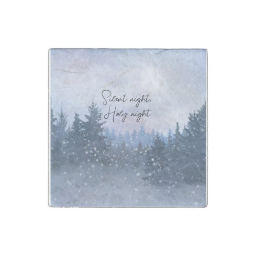 Silent Night Holy Night Magic Winter Illustration  Stone Magnet