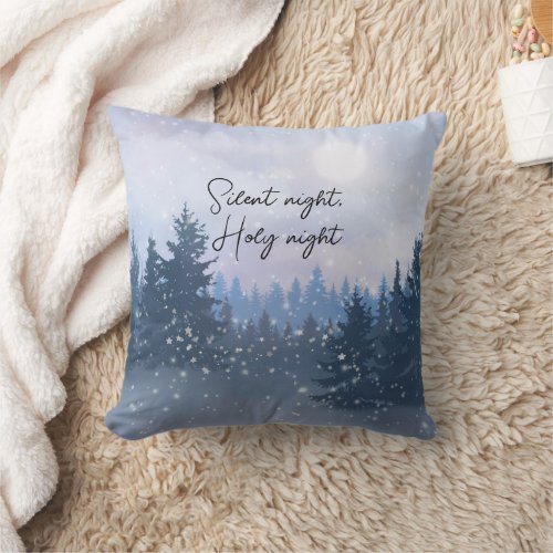 Silent Night Holy Night Magic Winter Illustration  Throw Pillow