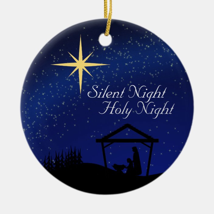 Silent Night, Holy Night Nativity Christmas Ceramic Ornament | Zazzle