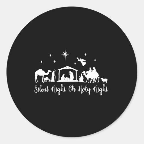 Silent Night Holy Night Nativity Religious Classic Round Sticker