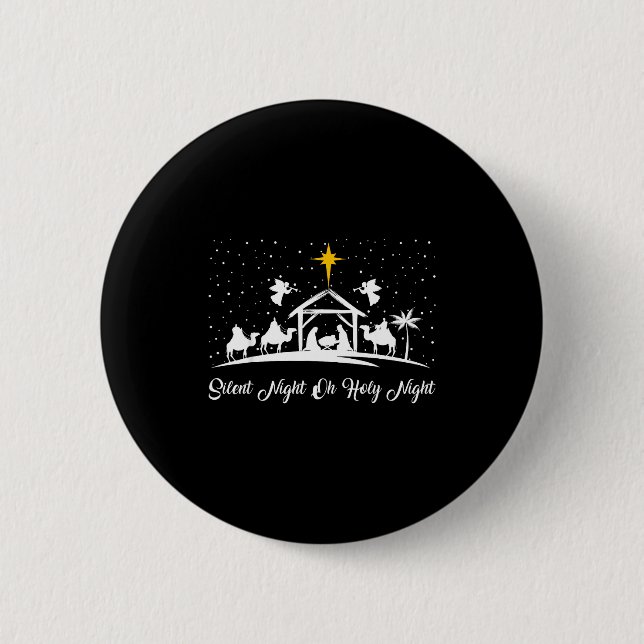 Silent Night Holy Night Nativity Scene Christian C Button (Front)
