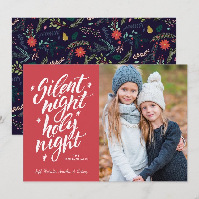Silent Night Holy Night | Photo Holiday Card (Front/Back)