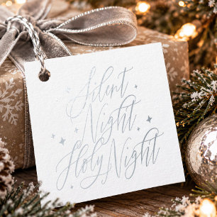 Silent Night, Holy Night Script, Christmas Foil Favor Tags
