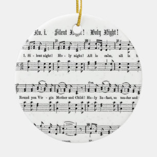 SILENT NIGHT HOLY NIGHT SHEET MUSIC CHRISTMAS SONG CERAMIC ORNAMENT