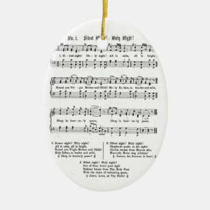 SILENT NIGHT HOLY NIGHT SHEET MUSIC CHRISTMAS SONG CERAMIC ORNAMENT