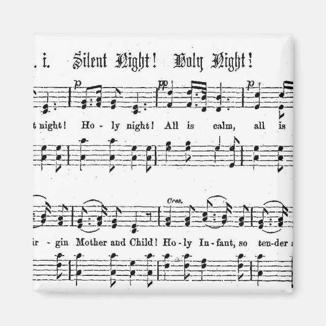 SILENT NIGHT HOLY NIGHT SHEET MUSIC CHRISTMAS SONG MAGNET (Front)