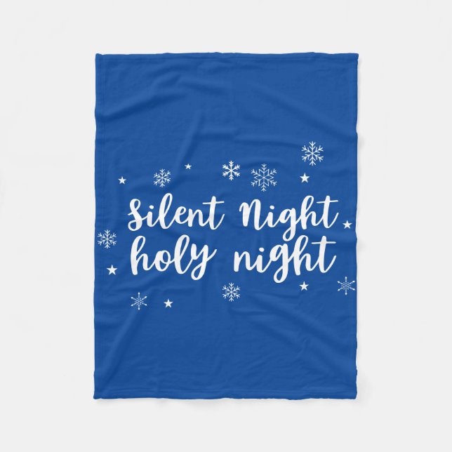 Silent Night Holy Night Snowflakes Fleece Blanket (Front)