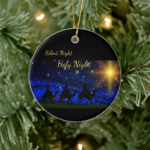 Silent Night Holy Night Three Wise Men Christmas Ceramic Ornament