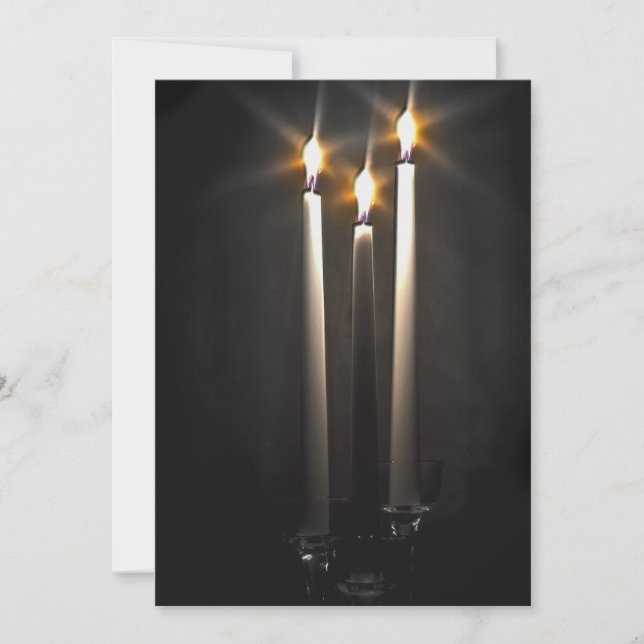 Silent Night Holy Night Trinity Candle Holiday Card (Front)