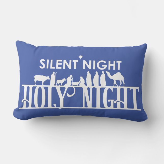 Silent Night Holy Night Whole Nativity Lumbar Pillow (Front)