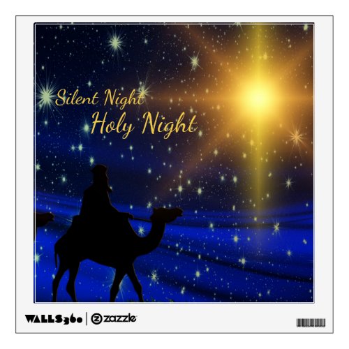 Silent Night Holy Night Wise Men Blue Christmas Wall Decal