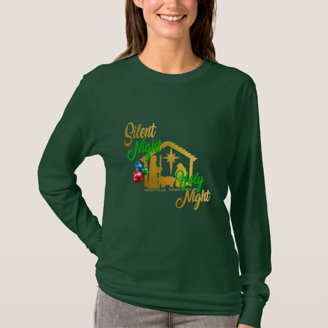 Silent Night Holy Night Women's Christmas Shirt (Front)